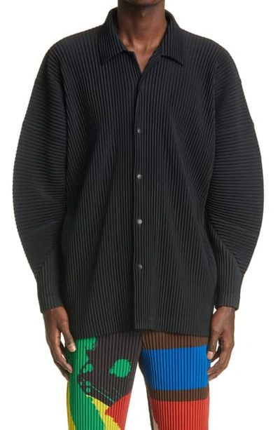 Shop Issey Miyake Pleated Shirt In Black