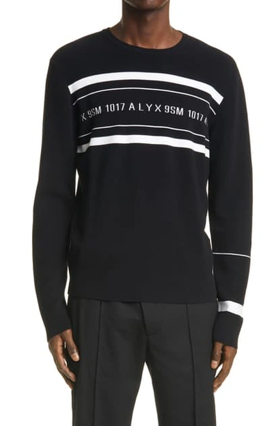 Shop Alyx Stripe Intarsia Logo Sweater In Black/ White