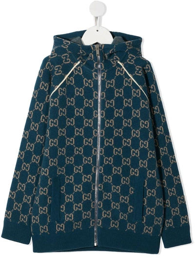 Shop Gucci Gg Embroidered Jacket In Blue