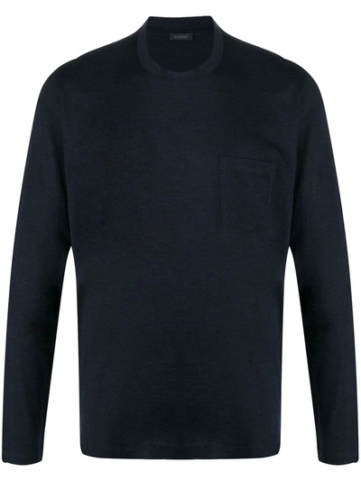 Shop Zanone Long-sleeved T-shirt In Blue