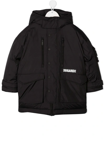 Shop Dsquared2 Logo Print Padded Jacket In Black