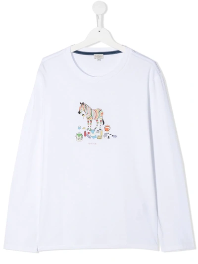 Shop Paul Smith Junior Teen Zebra Graphic Sweatshirt In White