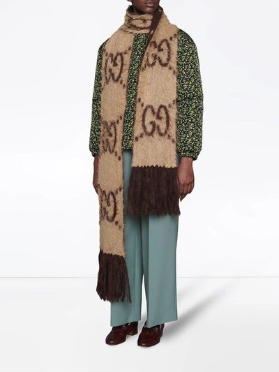 Shop Gucci Wool Scarf In Beige