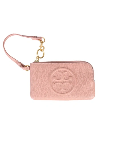 Shop Tory Burch Perry Bombé Pink Leather Card Holder