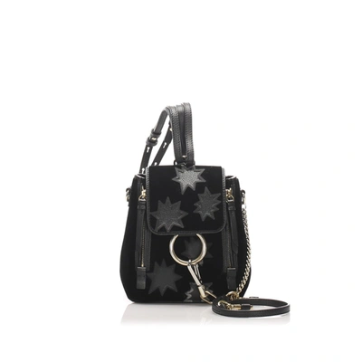 Shop Chloé Mini Faye Reverse Star Velour Backpack In Black