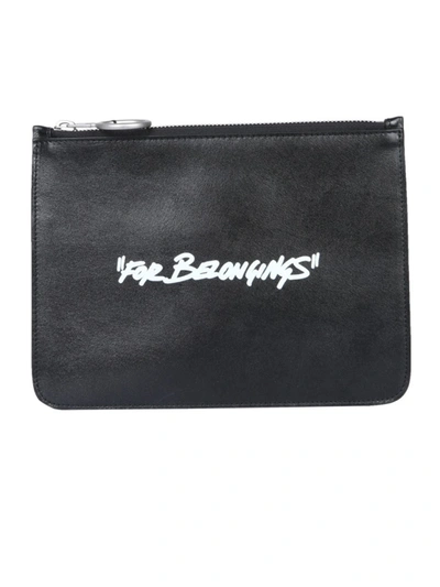 Shop Off-white Quote Black Leather Clutch