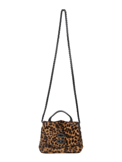 Shop Zanellato Super Baby Postina Leopard Leather Shoulder Bag In Brown