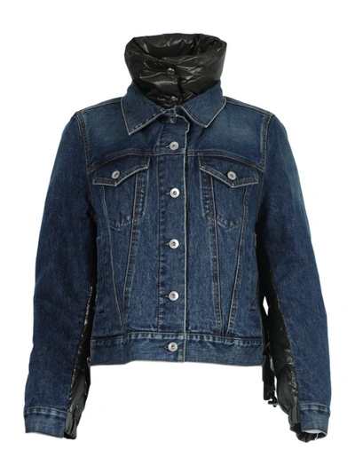 Shop Sacai Blue And Black Padded Denim Jacket