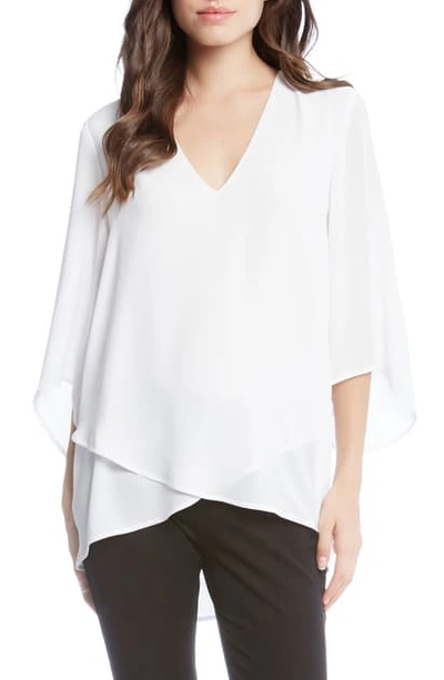 Shop Karen Kane Three Quarter Sleeve Crossover Top In Off White