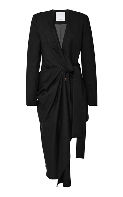 Shop Acler Dresden Cotton Wrap Blazer Dress In Black