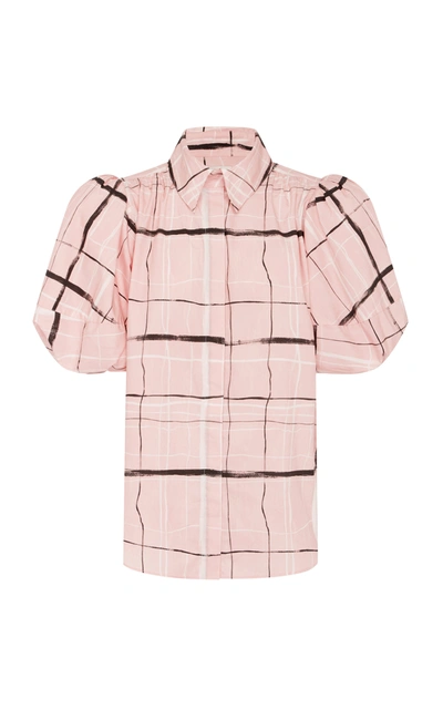 Shop Aje Mottled Cotton-plaid Shirt In Pink