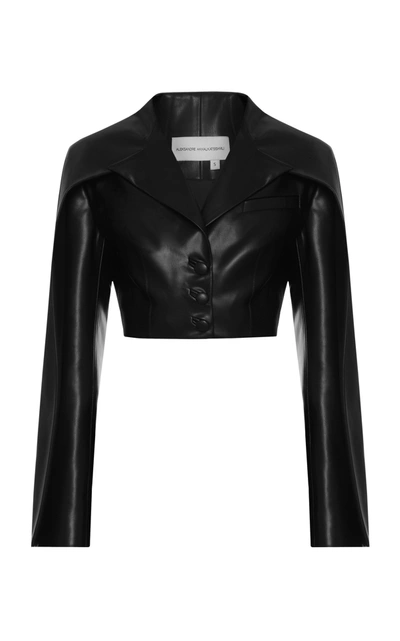 Shop Aleksandre Akhalkatsishvili Cropped Faux Leather Jacket In Black