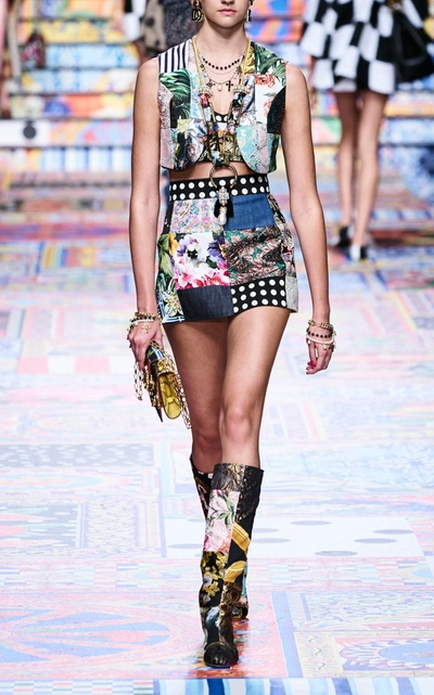 Shop Dolce & Gabbana Women's Patchwork Brocade Mini Skirt In Multi