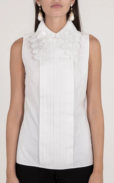 Shop Andrew Gn Women's Floral-embroidered Silk Collared Bib In White,multi