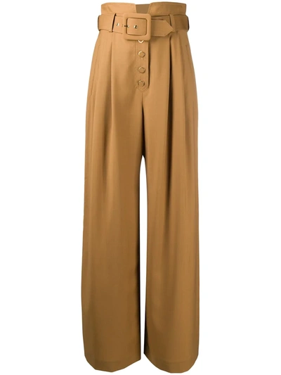 Shop Zimmermann Ladybeetle Wool Wide-leg Trousers In Neutrals