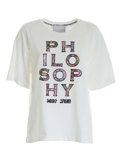 Shop Philosophy Di Lorenzo Serafini Floral Logo Patch T-shirt In White