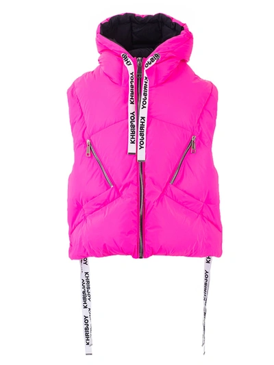 Shop Khrisjoy Kh Sleeveless Down Jacket In Reflective Pink