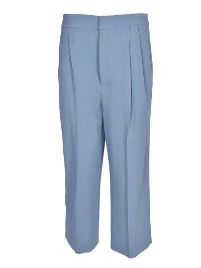 Shop Moschino Wide Leg Pants In Light Blue