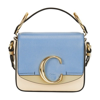 Shop Chloé C Mini Bag In Blue Beige 1