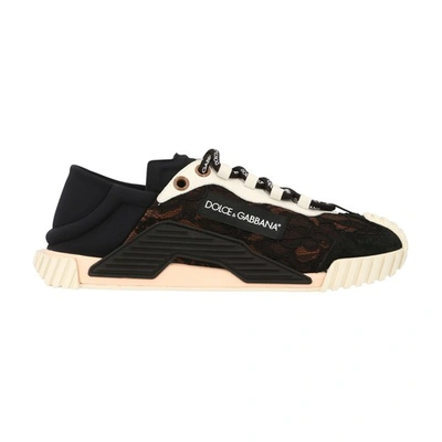 Shop Dolce & Gabbana Low Top Sneakers In Nero Nocciola