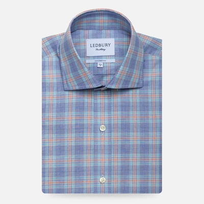 Shop Ledbury Men's Blue Khal Check Casual Shirt Cotton