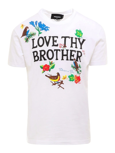 Shop Dsquared2 Love Thy Brother T-shirt In White