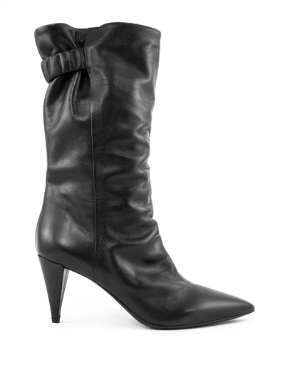 Shop Strategia Black Leather Boots In Nero