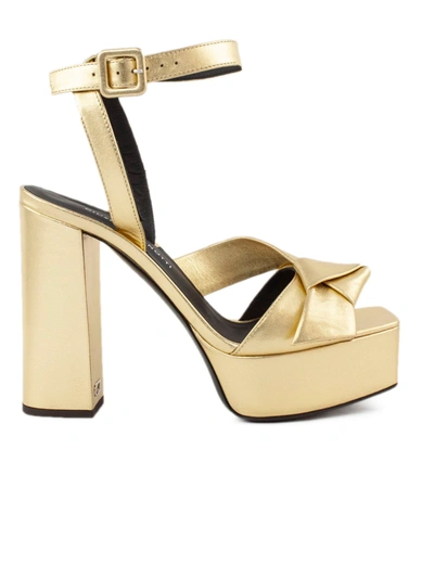 Shop Giuseppe Zanotti Laila Golden Laminated Leather Sandals In Oro