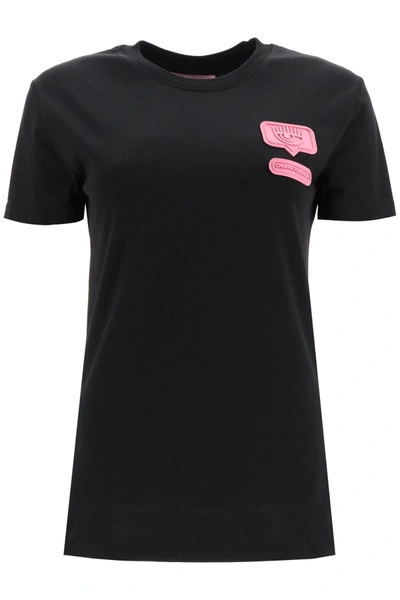 Shop Chiara Ferragni T-shirt Eyelike Patch In Black (black)