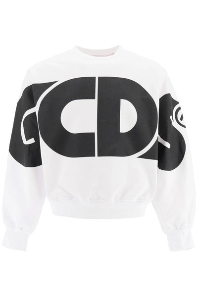 Shop Gcds Round Tee Sweatshirt Maxi Logo In White (white)
