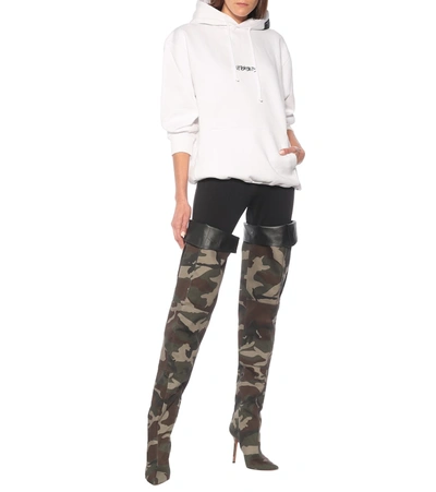 Shop Vetements Camo Canvas Over-the-knee Boots In Green