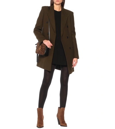 Saint Laurent Theo 95 Suede Ankle Boots In Brown