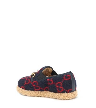 Shop Gucci Horsebit Gg Loafers In Blue