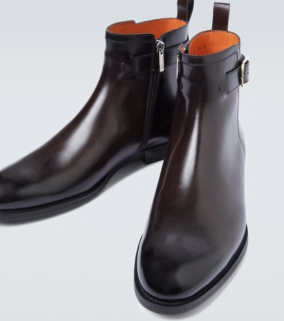 Shop Santoni Leather Ankle Boots In Brown