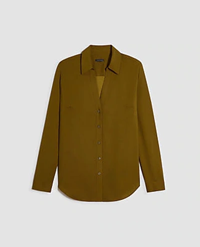 Shop Ann Taylor Essential Shirt In Olive Sprig