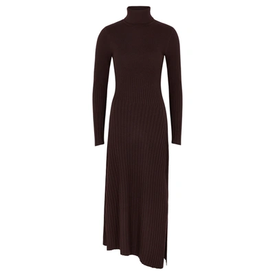 Shop A.l.c Emmy Dark Brown Rib-knit Jumper Dress