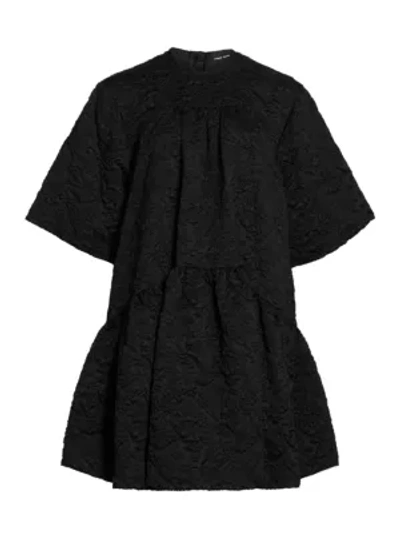 Shop Simone Rocha Women's Short Gathered Cloque Dress In Black