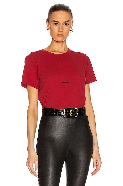 Shop Saint Laurent Logo T Shirt In Rouge Carmin & Noir