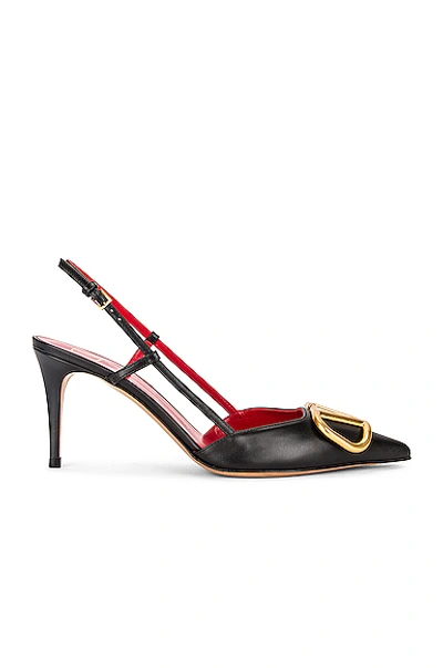 Shop Valentino Vlogo Slingback Heels In Nero