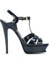 Saint Laurent Tribute Patent Platform Sandal In Blue