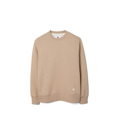 Shop Tory Sport Relaxed French Terry Crew In Natural Heather