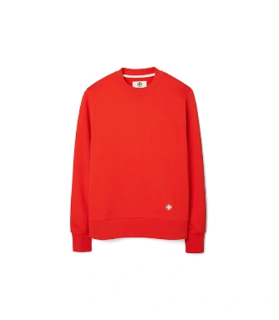 Shop Tory Sport Relaxed French Terry Crew In Red