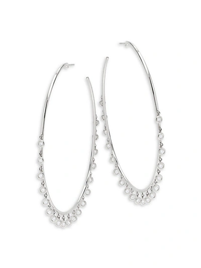 Shop Saks Fifth Avenue Shaker 14k White Gold & Diamond Charm Hoop Earrings