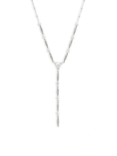 Shop Adriana Orsini Cardamom White-rhodium Plated Crystal Y-drop Necklace
