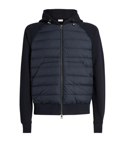 Shop Moncler Contrast Zip-up Hooded Cardigan