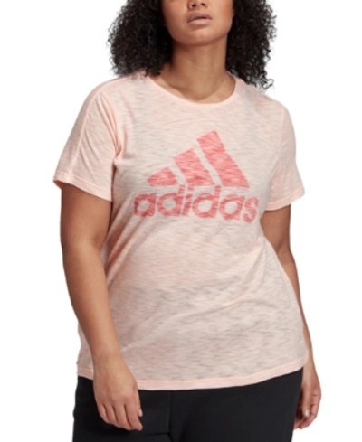 Shop Adidas Originals Adidas Plus Size Winners Logo T-shirt In Haze Coral