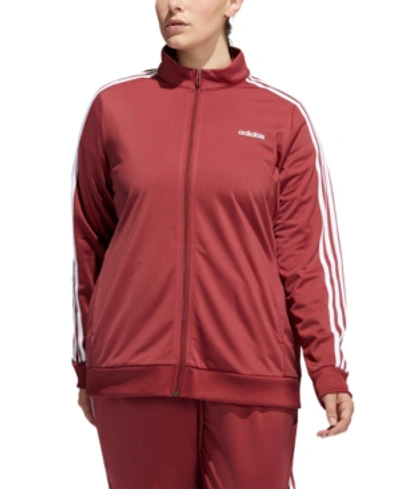 Shop Adidas Originals Adidas Women's Plus Size Essential 3-stripe Tricot Track Jacket In Legacy Red