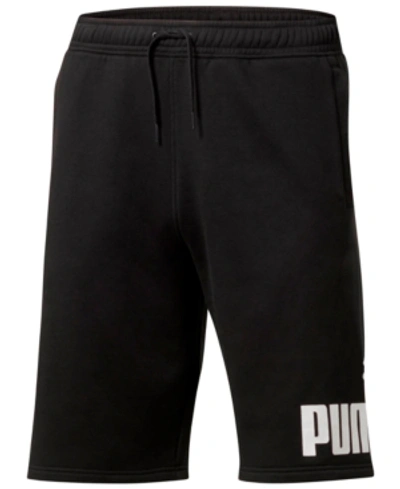 Shop Puma Men's Logo Fleece Shorts In  Black