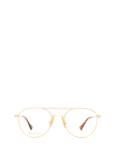 Shop Gucci Gg0744o Gold Glasses In 3