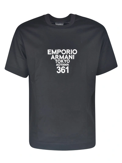Shop Emporio Armani Logo Printed T-shirt In Black/white